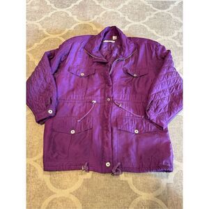Vintage 90’s corsini purple puffer jacket size 1x 100% silk